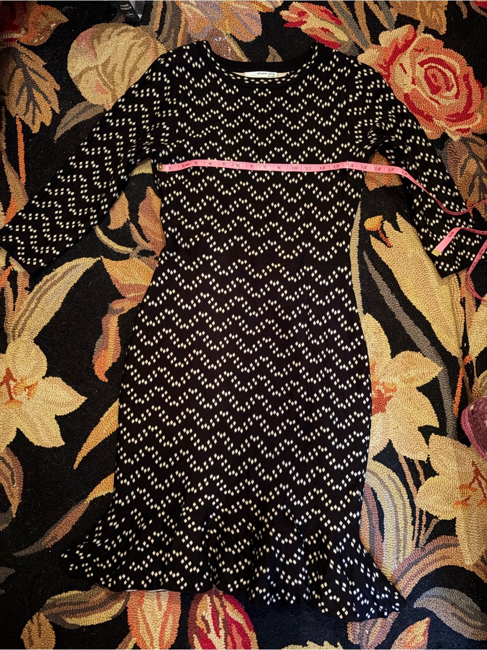 Studio One Black Knit Dress with White Chevron Dots